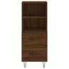 Elegant Highboard in Brown Oak - 34.5x34x180 cm Engineered Wood