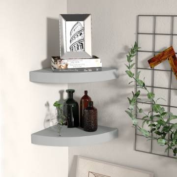 Floating Corner Shelves 2 pcs Grey - Stylish Home Decor