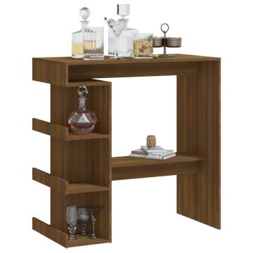 Stylish Bar Table with Storage Rack - Brown Oak Design