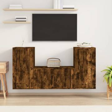 3 Piece Smoked Oak TV Cabinet Set - Stylish & Practical