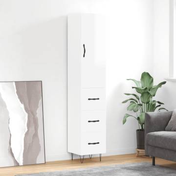 Stylish Highboard High Gloss White | Durable Engineered Wood