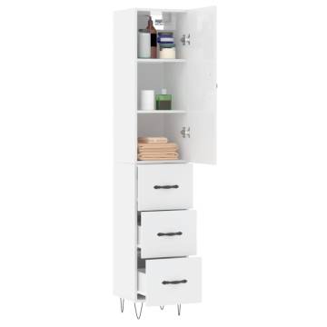 Stylish Highboard High Gloss White | Durable Engineered Wood