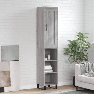 Elegant Highboard Grey Sonoma | 34.5x34x180 cm Engineered Wood