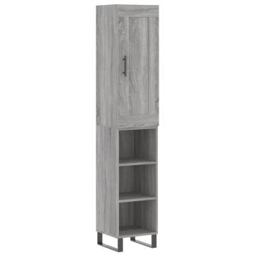 Elegant Highboard Grey Sonoma | 34.5x34x180 cm Engineered Wood