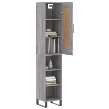 Elegant Highboard Grey Sonoma | 34.5x34x180 cm Engineered Wood