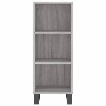 Elegant Highboard Grey Sonoma | 34.5x34x180 cm Engineered Wood