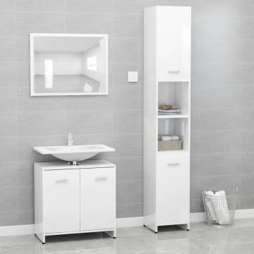 3 Piece High Gloss White Bathroom Furniture Set | Hipo Market