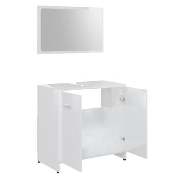 3 Piece High Gloss White Bathroom Furniture Set | Hipo Market