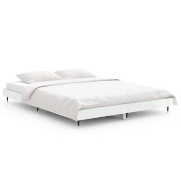 High Gloss White Bed Frame 135x190 cm - Durable & Stylish