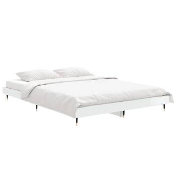 High Gloss White Bed Frame 135x190 cm - Durable & Stylish