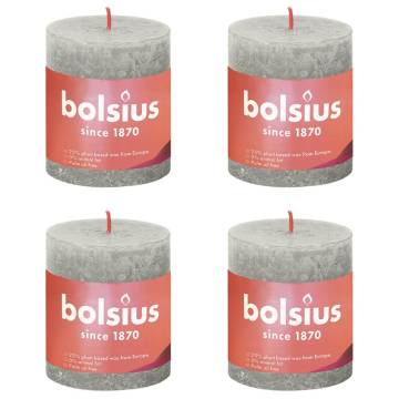 Bolsius Rustic Pillar Candles - Sandy Grey 4 pcs | Hipo Market