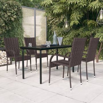 5 Piece Outdoor Dining Set - Stylish Brown & Black