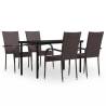 5 Piece Outdoor Dining Set - Stylish Brown & Black