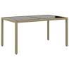 Garden Table 150x90x75 cm Tempered Glass and Poly Rattan Beige Colour beige Quantity in Package 1 