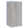 TV Wall Cabinet with LED Lights - Grey Sonoma