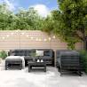 7 Piece Garden Lounge Set Black Solid Wood Pine Colour black Number of 7 