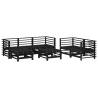 7 Piece Garden Lounge Set - Black Solid Wood Pine | HipoMarket