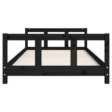 Kids Bed Frame Black 90x200 cm - Solid Pine Wood | Hipo Market