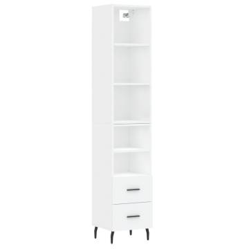 Stylish Highboard White - 34.5x34x180 cm Engineered Wood