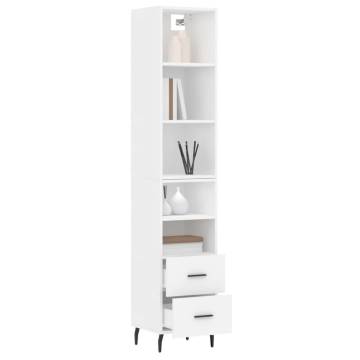 Stylish Highboard White - 34.5x34x180 cm Engineered Wood