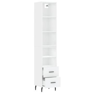 Stylish Highboard White - 34.5x34x180 cm Engineered Wood