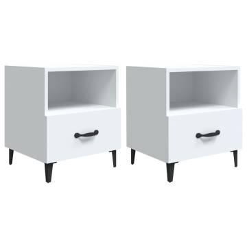 Elegant White Bedside Cabinets - Set of 2 | Hipo Market