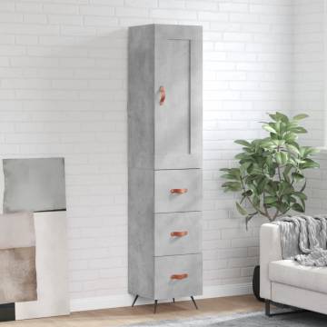 Elegant Highboard in Concrete Grey | 34.5x34x180 cm