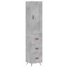 Elegant Highboard in Concrete Grey | 34.5x34x180 cm