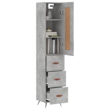 Elegant Highboard in Concrete Grey | 34.5x34x180 cm