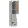 Elegant Highboard in Concrete Grey | 34.5x34x180 cm