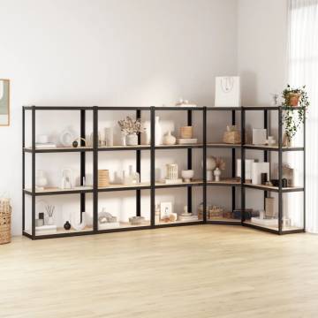 4-Layer Shelves Set - Anthracite Steel & Engineered Wood