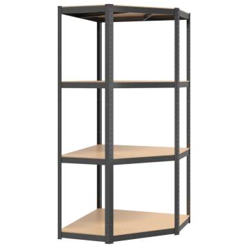 4-Layer Shelves Set - Anthracite Steel & Engineered Wood