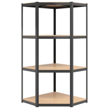 4-Layer Shelves Set - Anthracite Steel & Engineered Wood