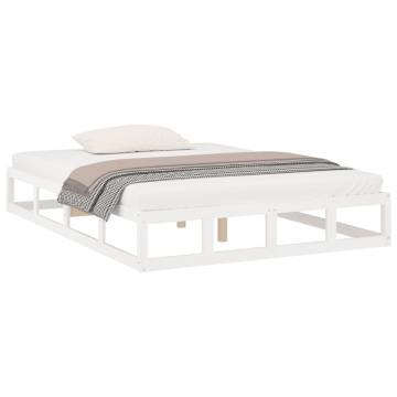 White 200x200 cm Solid Wood Bed Frame - Modern & Sturdy Design