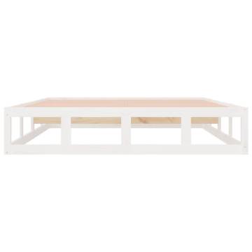 White 200x200 cm Solid Wood Bed Frame - Modern & Sturdy Design