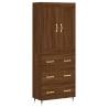 Stylish Highboard Brown Oak - 69.5x34x180 cm Engineered Wood