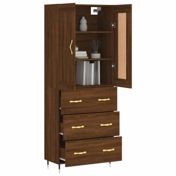 Stylish Highboard Brown Oak - 69.5x34x180 cm Engineered Wood