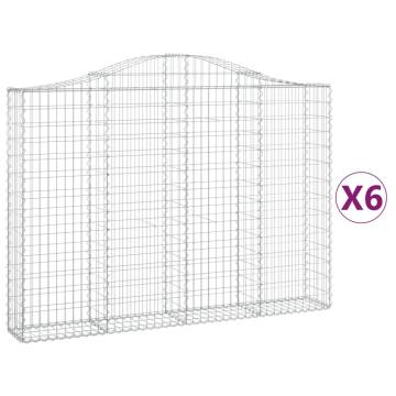 Arched Gabion Baskets - 6 pcs Galvanised Iron Garden Barriers