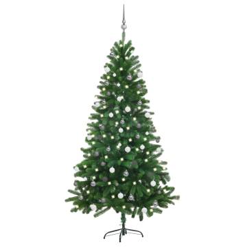 180 cm Pre-lit Artificial Christmas Tree with Ball Set - Green