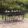 7 Piece Garden Dining Set Black Poly Rattan Colour black Size 200 cm table length Number of 6 