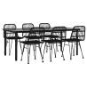 7 Piece Black Poly Rattan Garden Dining Set for Outdoor Spaces