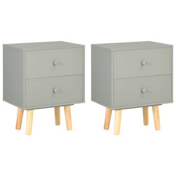 Stylish Grey Bedside Cabinets - 2 pcs Solid Pinewood