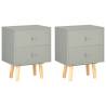 Stylish Grey Bedside Cabinets - 2 pcs Solid Pinewood