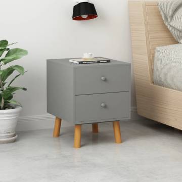 Stylish Grey Bedside Cabinets - 2 pcs Solid Pinewood