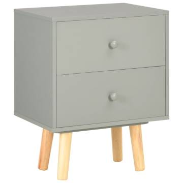 Stylish Grey Bedside Cabinets - 2 pcs Solid Pinewood