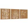 Garden Wall Decorations - Corten Steel Grass Design (3 pcs)