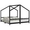 Kids Bed Frame Black 90x190 cm - Solid Pine Wood | HipoMarket