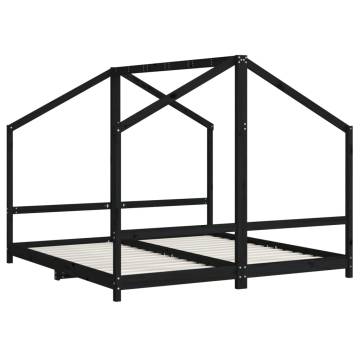 Kids Bed Frame Black 90x190 cm - Solid Pine Wood | HipoMarket