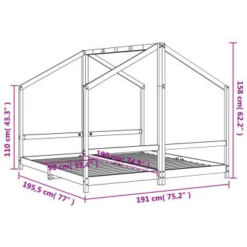 Kids Bed Frame Black 90x190 cm - Solid Pine Wood | HipoMarket