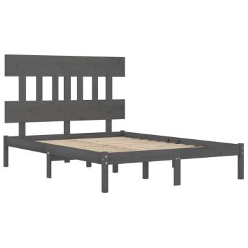 Grey Solid Wood Bed Frame 135x190 cm Double - Stylish & Sturdy